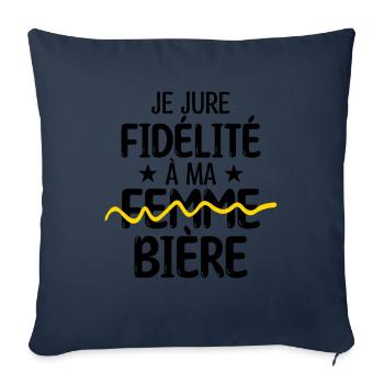 accro à la bière | cadeau pour un accro bières - Housse de coussin décorative 45 x 45 cm - bleu marine - Devant