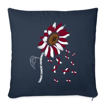 Tournesol de sensibilisation au cancer du larynx - Housse de coussin décorative 45 x 45 cm - bleu marine - Devant