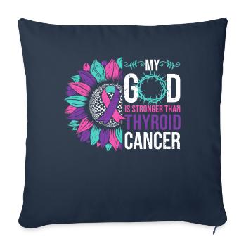 Thyriode Cancer Awareness Tournesol - Housse de coussin décorative 45 x 45 cm - bleu marine - Devant