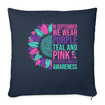 Thyriode Cancer Awareness Tournesol - Housse de coussin décorative 45 x 45 cm - bleu marine - Devant