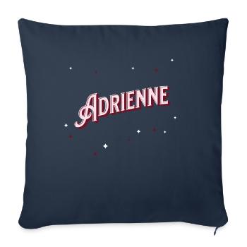 Prénom Adrienne personnalisé - Housse de coussin décorative 45 x 45 cm - bleu marine - Devant