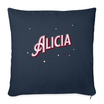 Prénom Alicia personnalisé - Housse de coussin décorative 45 x 45 cm - bleu marine - Devant
