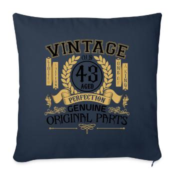 Vintage 43 ans - cadeau d’anniversaire 43 ans !!! - Housse de coussin décorative 45 x 45 cm - bleu marine - Devant