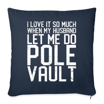Drôle de saut à la perche Femme saut à la perche - Housse de coussin décorative 45 x 45 cm - bleu marine - Devant