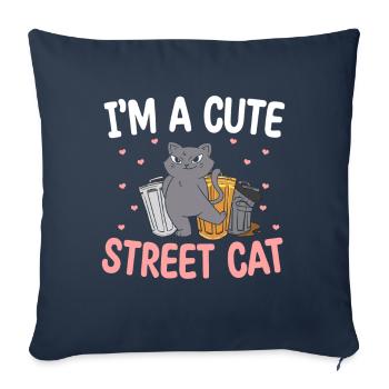 Cute Street Cat Multon Kitten Pussy - Sofa pillowcase 17,3'' x 17,3'' (45 x 45 cm) - navy - Front