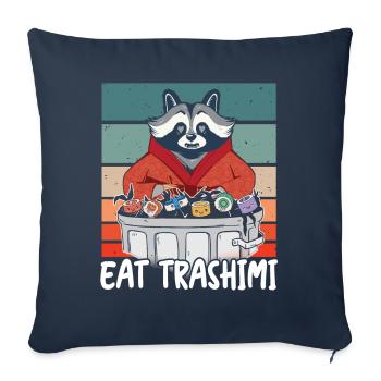 Raccoon Japanese Sushi Eat Trashimi Wordplay - Sofa pillowcase 17,3'' x 17,3'' (45 x 45 cm) - navy - Front