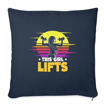 Cette femme balance le coucher de soleil rétro de Kettbell - Housse de coussin décorative 45 x 45 cm - bleu marine - Devant