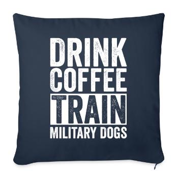 Coffee Drinking, Train, Military Dogs, Police Officer - Sofa pillowcase 17,3'' x 17,3'' (45 x 45 cm) - navy - Front
