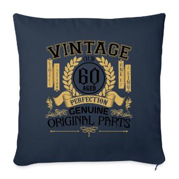 Vintage 60 ans - cadeau d’anniversaire 60 ans !!! - Housse de coussin décorative 45 x 45 cm - bleu marine - Devant