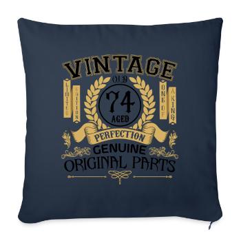 Vintage 74 ans - cadeau d’anniversaire 74 ans - Housse de coussin décorative 45 x 45 cm - bleu marine - Devant
