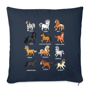 Many Horse Breeds - Cartoon Kawaii Horses - Sofa pillowcase 17,3'' x 17,3'' (45 x 45 cm) - navy - Front