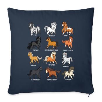Cartoon Kawaii Horses - Horse Motif - Sofa pillowcase 17,3'' x 17,3'' (45 x 45 cm) - navy - Front