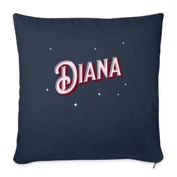 Prénom Diana personnalisé - Housse de coussin décorative 45 x 45 cm - bleu marine - Devant