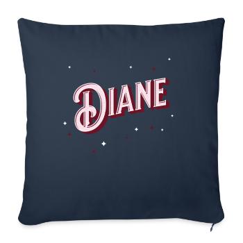 Prénom Diane personnalisé - Housse de coussin décorative 45 x 45 cm - bleu marine - Devant