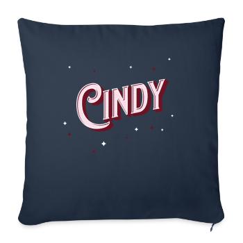 Prénom Cindy personnalisé - Housse de coussin décorative 45 x 45 cm - bleu marine - Devant