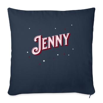 Nom Jenny personnalisé - Housse de coussin décorative 45 x 45 cm - bleu marine - Devant