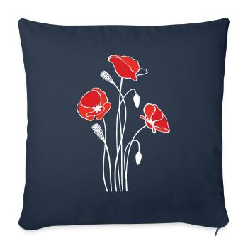Poppy Flowers Flora Natural - Sofa pillowcase 17,3'' x 17,3'' (45 x 45 cm) - navy - Front