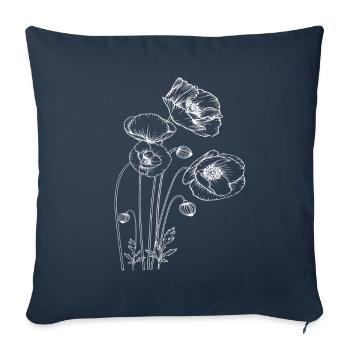 Poppy in White Flowers Flora Natural - Sofa pillowcase 17,3'' x 17,3'' (45 x 45 cm) - navy - Front