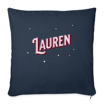 Prénom Lauren personnalisé - Housse de coussin décorative 45 x 45 cm - bleu marine - Devant