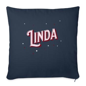 Prénom Linda personnalisé - Housse de coussin décorative 45 x 45 cm - bleu marine - Devant