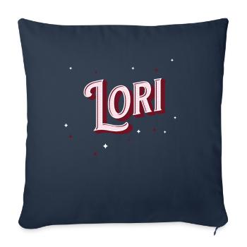 Prénom Lori personnalisé - Housse de coussin décorative 45 x 45 cm - bleu marine - Devant