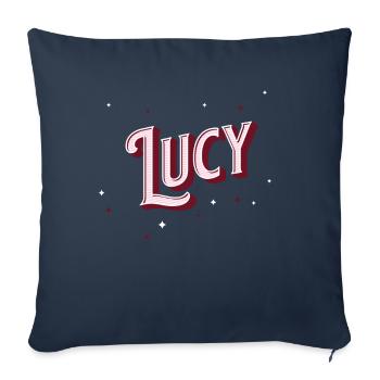 Prénom Lucie personnalisé - Housse de coussin décorative 45 x 45 cm - bleu marine - Devant