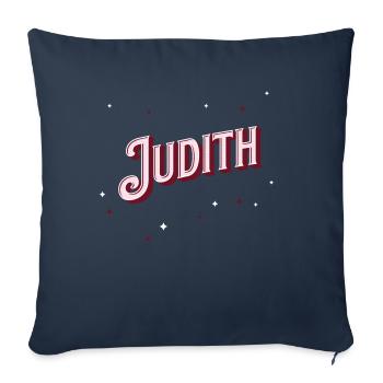Prénom Judith personnalisé - Housse de coussin décorative 45 x 45 cm - bleu marine - Devant