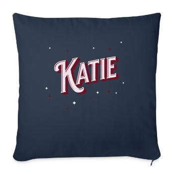 Nom Katie personnalisé - Housse de coussin décorative 45 x 45 cm - bleu marine - Devant