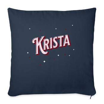 Prénom Krista personnalisé - Housse de coussin décorative 45 x 45 cm - bleu marine - Devant