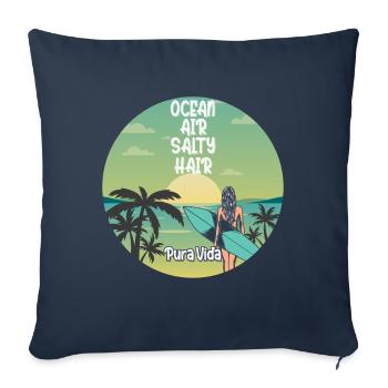 Ocean Air Salty Hair Pura Vida Surfen Surfing - Sofa pillowcase 17,3'' x 17,3'' (45 x 45 cm) - navy - Front