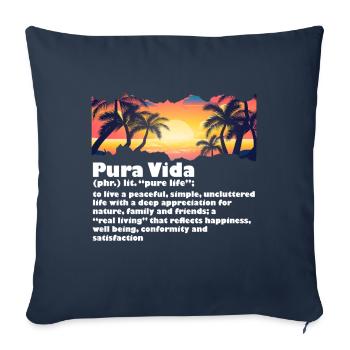 Pura Vida Définition Vie Sagesse Amérique centrale - Housse de coussin décorative 45 x 45 cm - bleu marine - Devant