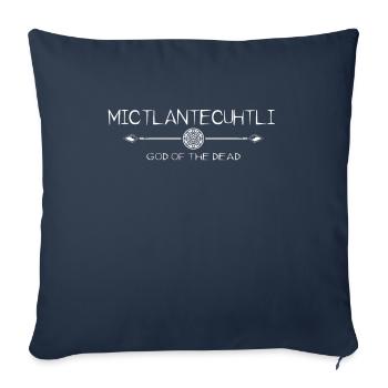 Dieu aztèque des morts - Mictlantecuhtli - Housse de coussin décorative 45 x 45 cm - bleu marine - Devant