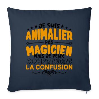 Animalier pas Magicien | le Meilleur Animalier ca - Housse de coussin décorative 45 x 45 cm - bleu marine - Devant