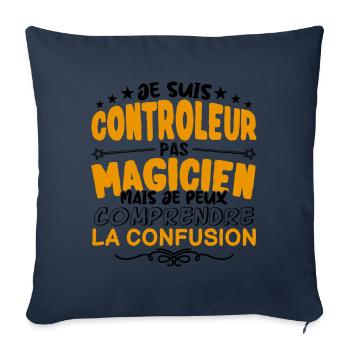 Controleur pas Magicien | le Meilleur Controleur - Housse de coussin décorative 45 x 45 cm - bleu marine - Devant