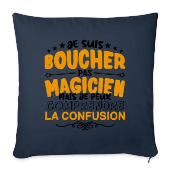 Boucher pas Magicien | le Meilleur Boucher cadeau - Housse de coussin décorative 45 x 45 cm - bleu marine - Devant