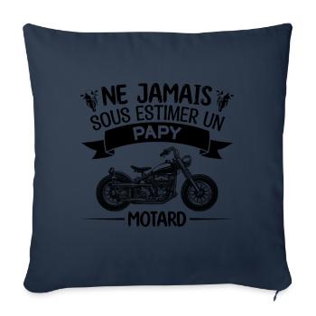 papy motard | cadeau papy motard moto - Housse de coussin décorative 45 x 45 cm - bleu marine - Devant