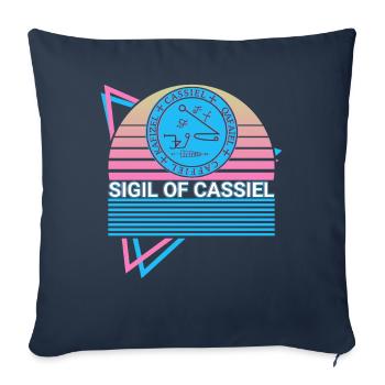 Sceau de Cassiel Archange Sceau Rétro - Housse de coussin décorative 45 x 45 cm - bleu marine - Devant
