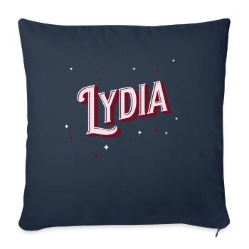 Nom Lydia personnalisé - Housse de coussin décorative 45 x 45 cm - bleu marine - Devant