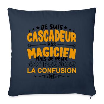 Cascadeur pas Magicien | le Meilleur Cascadeur ca - Housse de coussin décorative 45 x 45 cm - bleu marine - Devant