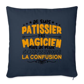 Patissier pas Magicien | le Meilleur Patissier ca - Housse de coussin décorative 45 x 45 cm - bleu marine - Devant