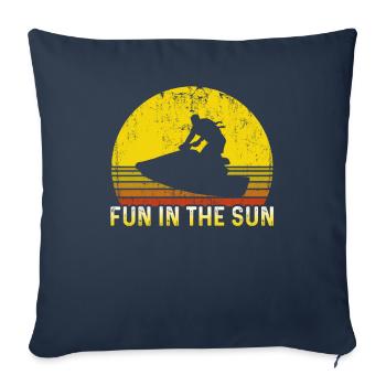 Vintage Jetski Holiday Motorboat Fun In The Sun - Housse de coussin décorative 45 x 45 cm - bleu marine - Devant