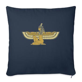 Maât Egypte Dieu Egypte - Housse de coussin décorative 45 x 45 cm - bleu marine - Devant