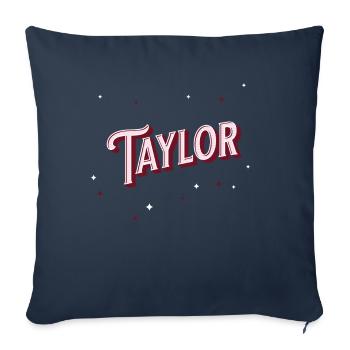 Nom Taylor personnalisé - Housse de coussin décorative 45 x 45 cm - bleu marine - Devant