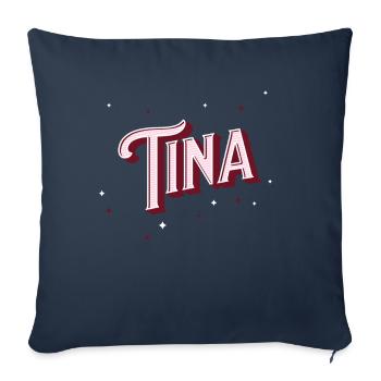 Nom Tina personnalisé - Housse de coussin décorative 45 x 45 cm - bleu marine - Devant