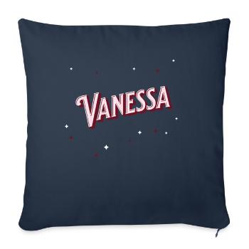 Nom Vanessa personnalisé - Housse de coussin décorative 45 x 45 cm - bleu marine - Devant
