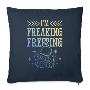 Hiver glacial - Housse de coussin décorative 45 x 45 cm - bleu marine - Devant
