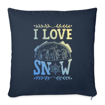 J’aime la neige - Housse de coussin décorative 45 x 45 cm - bleu marine - Devant