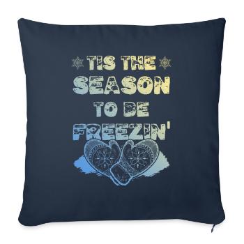 Saison d’hiver - Housse de coussin décorative 45 x 45 cm - bleu marine - Devant