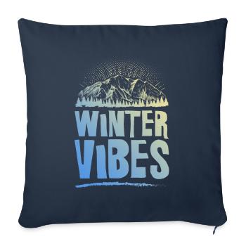 Ambiance hivernale - Housse de coussin décorative 45 x 45 cm - bleu marine - Devant