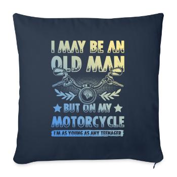 Motorcycle old man - Sofa pillowcase 17,3'' x 17,3'' (45 x 45 cm) - navy - Front